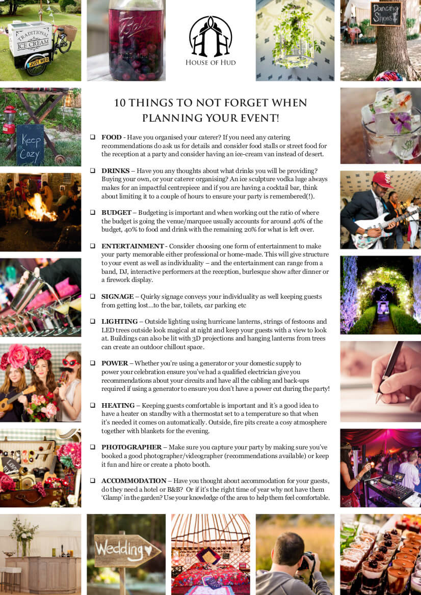 10 things not to forget when planning your event
