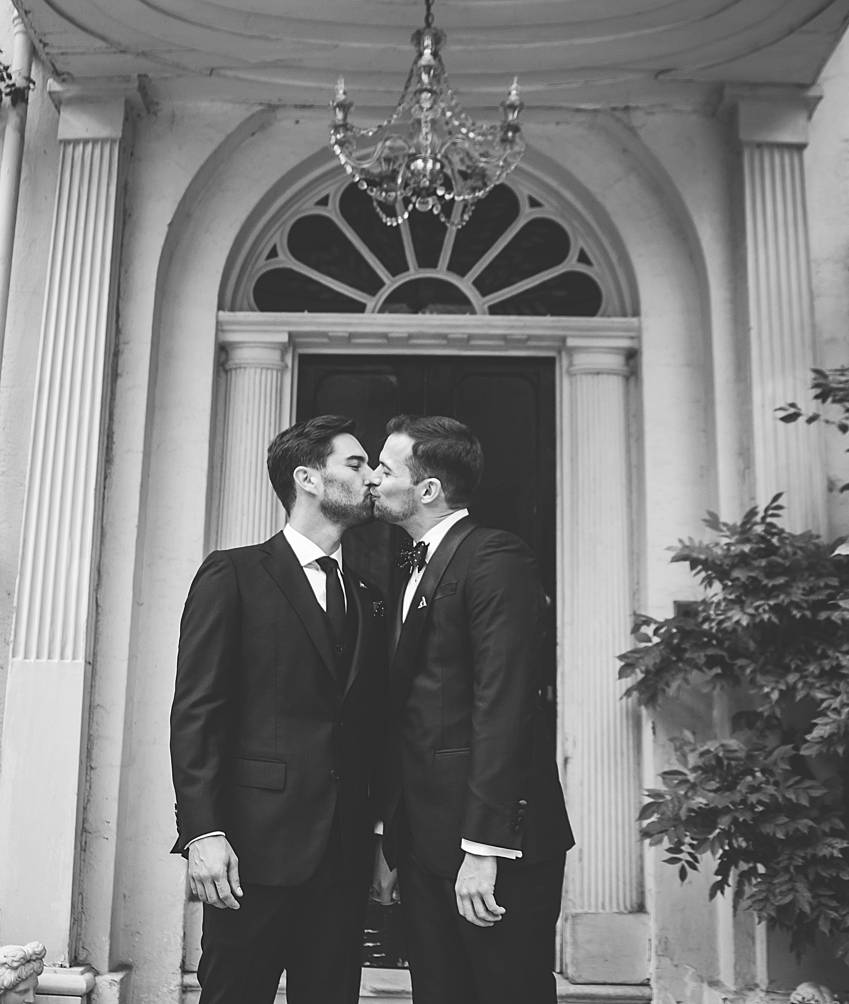 Black and white couple kissing