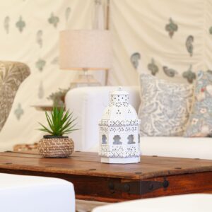 Table Lantern with Tealights - White