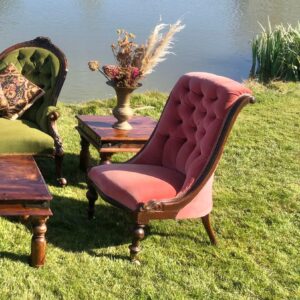 Velvet Armless Chair - Pink