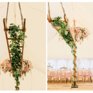 Wooden Ladder Frame Chandelier