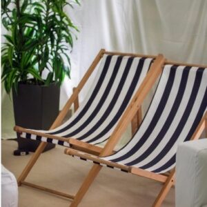 Striped Deckchair - Blue and White